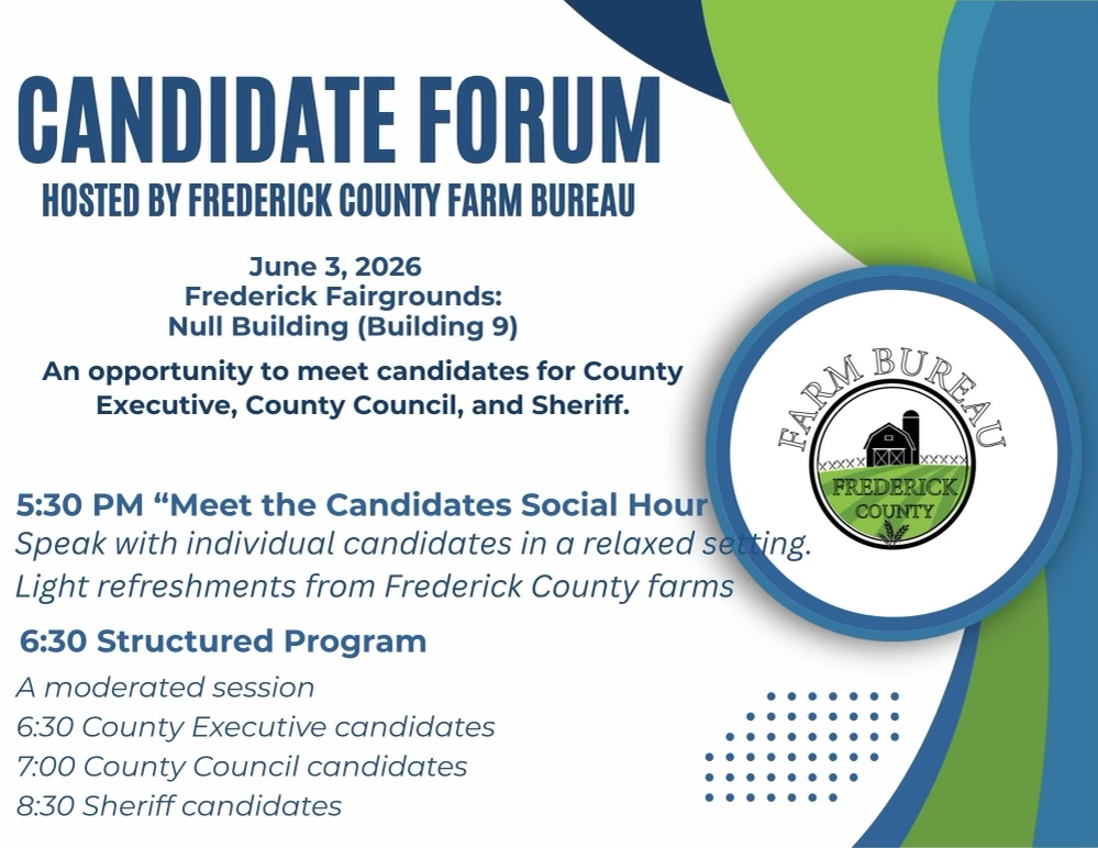 Frederick County Farm Bureau Candidate Forum flyer - June 3, 2026